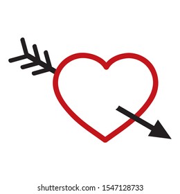 red heart and black arrow, vector