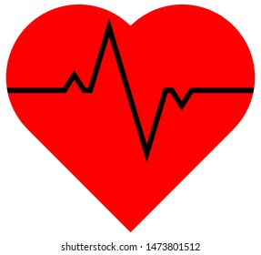 Red heart with black pulses