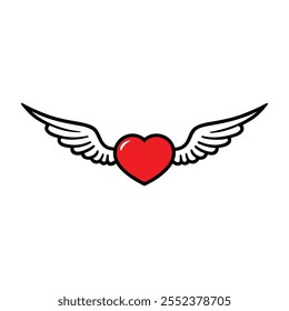 Red Heart with Black Wings Symbol of Love and Freedom