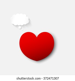 red heart with blank bubble speech for text