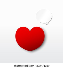 red heart with blank bubble speech for text