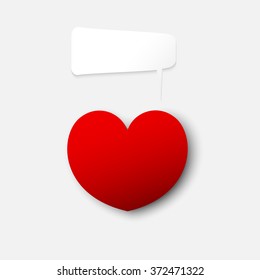 red heart with blank bubble speech for text