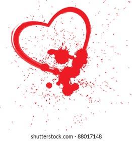 red heart with a blot