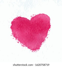 Red heart blot. Watercolor vector. For Valentine's Day Greeting Cards