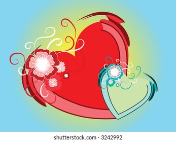 red heart blue background