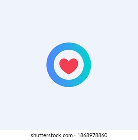 Red heart in a blue circle, abstract medical symbol, logo concept, vector isolated icon on a white background.