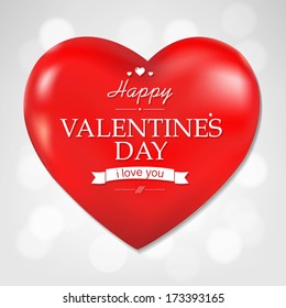 Red Heart  And Bokeh Background, With Gradient Mesh, Vector Illustration