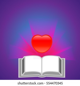 Red heart with book vector