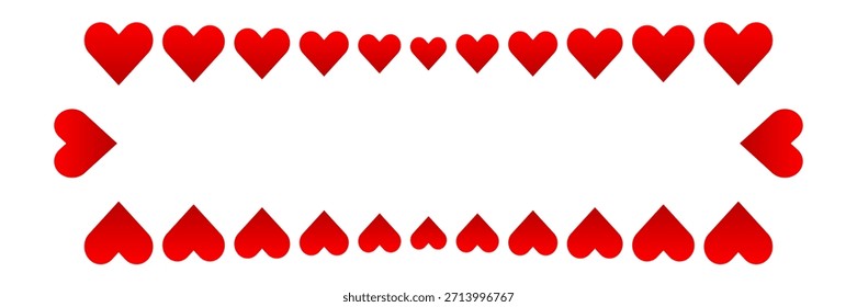 Red Heart Border Frame on White Background. Love. Celebration. Vector Illustration