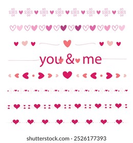 red Heart border frame vector hand drawn 