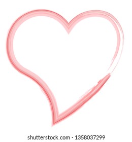 Red Heart Border Isolated on White Background. Love & Passion Concept. Vector Illustration EPS10 abstract watercolor style in red color 