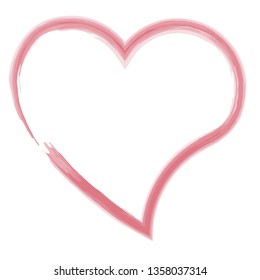 Red Heart Border Isolated on White Background. Love & Passion Concept. Vector Illustration EPS10_06