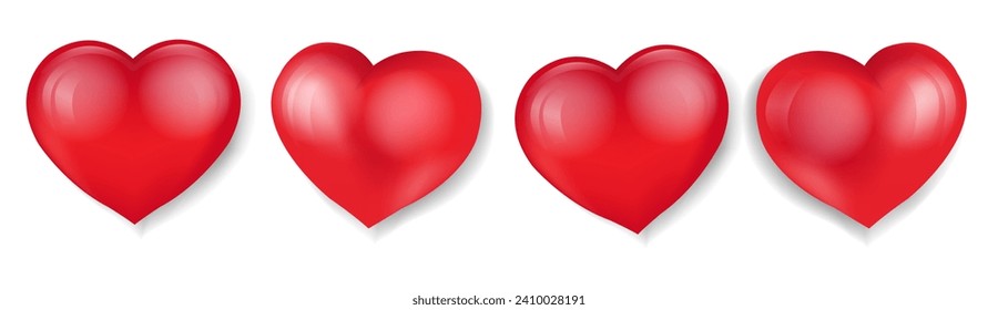 Red Heart Border With White Background With Gradient Mesh, Vector Illustration