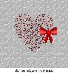 Red heart with a red bow