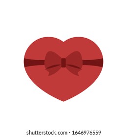Red heart with bow icon vector illustration isolated on white background