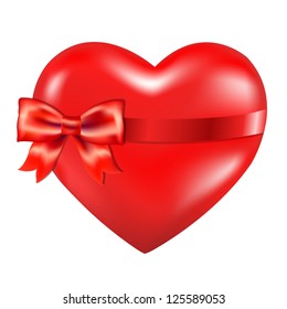 Corazón Rojo Con Ojo Rojo, Aislado En Fondo Blanco, Con Malla De Gradiente, Ilustración Vectorial