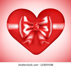 Red heart with bow. Vector illustration. Valentine's Day concept