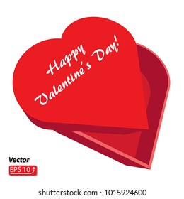  Red Heart box holiday gift isolated on white background. Valentine's  Day vector illustration 