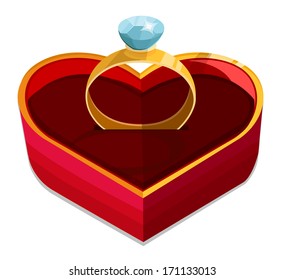 Red Heart Box Ring Isolated On Stock Vector (Royalty Free) 171133013 ...