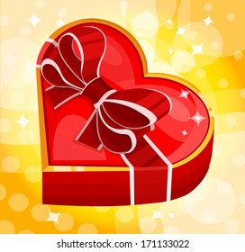 Red heart box. Vector illustration