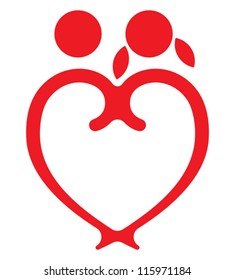 Red heart boy and girl  symbol