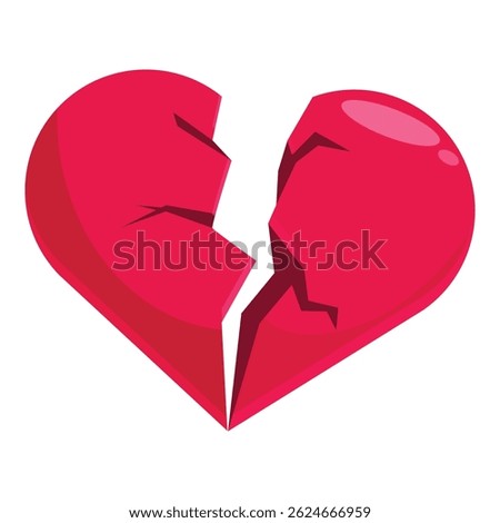 Red heart breaking apart, representing the pain and sorrow of lost love