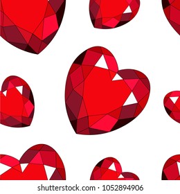 Red heart brilliant seamless pattern