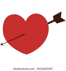 red heart and brow arrow, valentine day element, love symbols, vector illustration