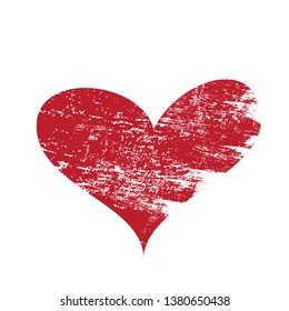 Red heart brush stroke.Hand drawn icon isolated on white background.Heart icon for love symbol,grunge sign and Valentine's day.Dry brush painted heart.Creative beautiful art design,vector illustration