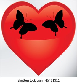 red heart with butterflies