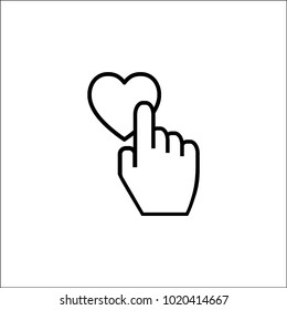 red heart button like finger pressed. concept of abstract badge for check your favorite content of popular social network. flat style trend modern logotype and graphic design symbol isolated on white