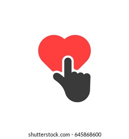 red heart button like finger pressed. concept of abstract badge for check your favorite content of popular social network. flat style trend modern logotype and graphic design symbol isolated on white