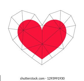 Red heart in a cage. Vector illustration.