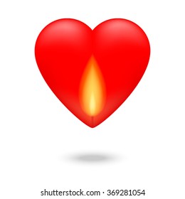 Red heart with a candle design element