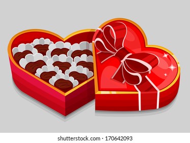 Red heart candy box. Vector illustration