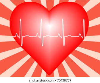 red heart with cardiogram