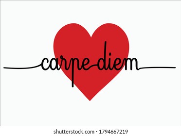 red heart carpe diem vector