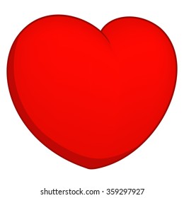 Red heart cartoon illustration.Vector isolated on white.