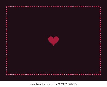 Red heart centered in decorative frame with pink accents, minimalist Valentine's Day design with bold color contrast and clean lines
