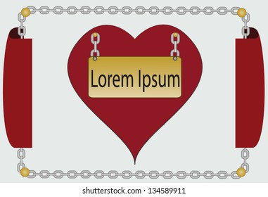 Red heart with chain frame vector