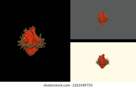 red heart and chain vector illustration tattoo design