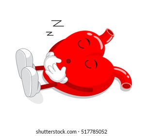 Red heart character sleeping. healthy concept, vector illustration isolated on white background.