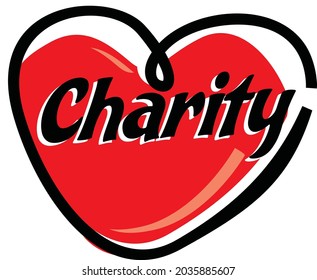 red heart charity day vector illustration