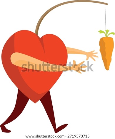 Red heart chasing a dangling carrot