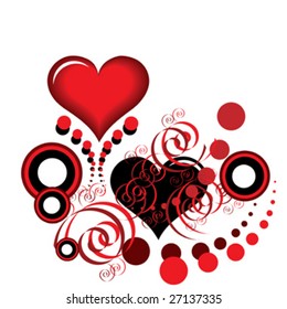 red heart and circle, background vector