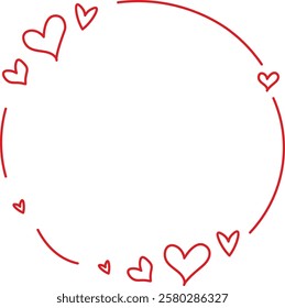 Red Heart Circle Frame Border Design
