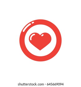 Red heart in circle icon vector illustration on white background.
