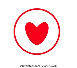 red heart in a red circle on a white background,