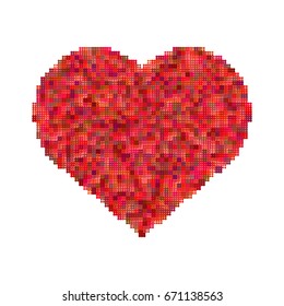 red heart circles. colored heart points. Happy Valentine's Day. white background. halftone effect. vector illustration