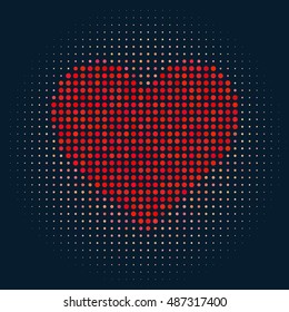 Red heart of circles fading away.